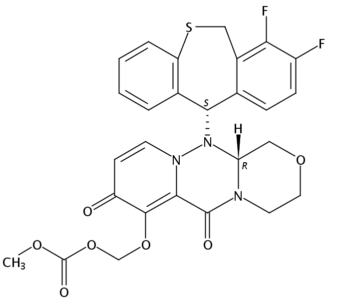 Carbonic acid, [[(12aR)-12-[(11S)-7,8-difluoro-6,11-dihydrodibenzo[b,e]thiepin-11-yl]-3,4,6,8,12,12a-hexahydro-6,8-dioxo-1H-[1,4]oxazino[3,4-c]pyrido[2,1-f][1,2,4]triazin-7-yl]oxy]methyl methyl ester