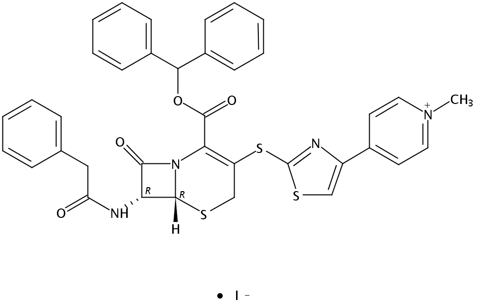 7β-[(苯乙酰)氨基]-3-[4-(1-甲基-4-吡啶鎓)-2-噻唑硫基]-3-头孢烯-4-羧酸二苯甲酯碘化物